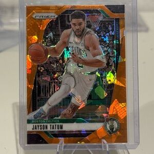 🔥 2024-25 Panini Prizm Jayson Tatum Cracked Ice Orange Prizm Card